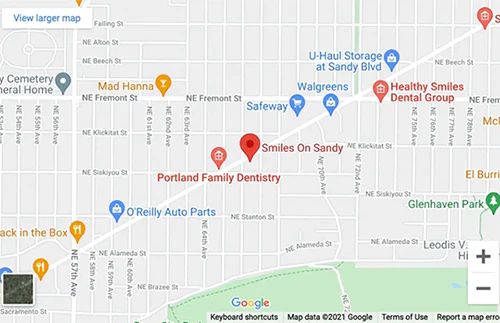 NE Portland Cosmetic Dentist Google Map